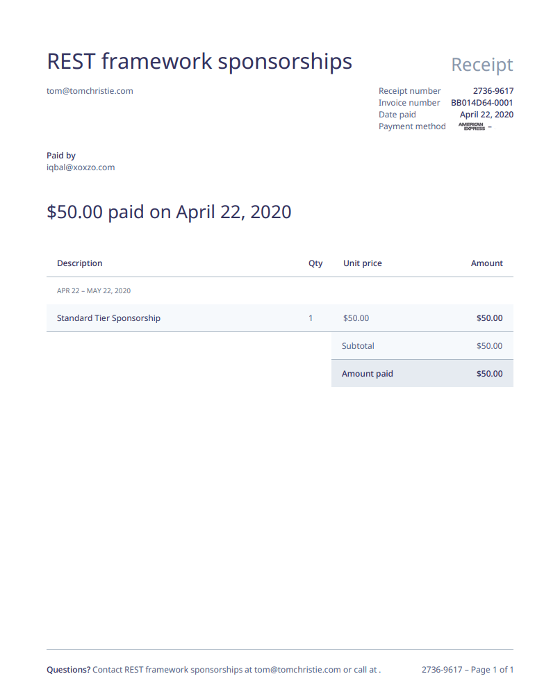 Donation to Django REST Framework