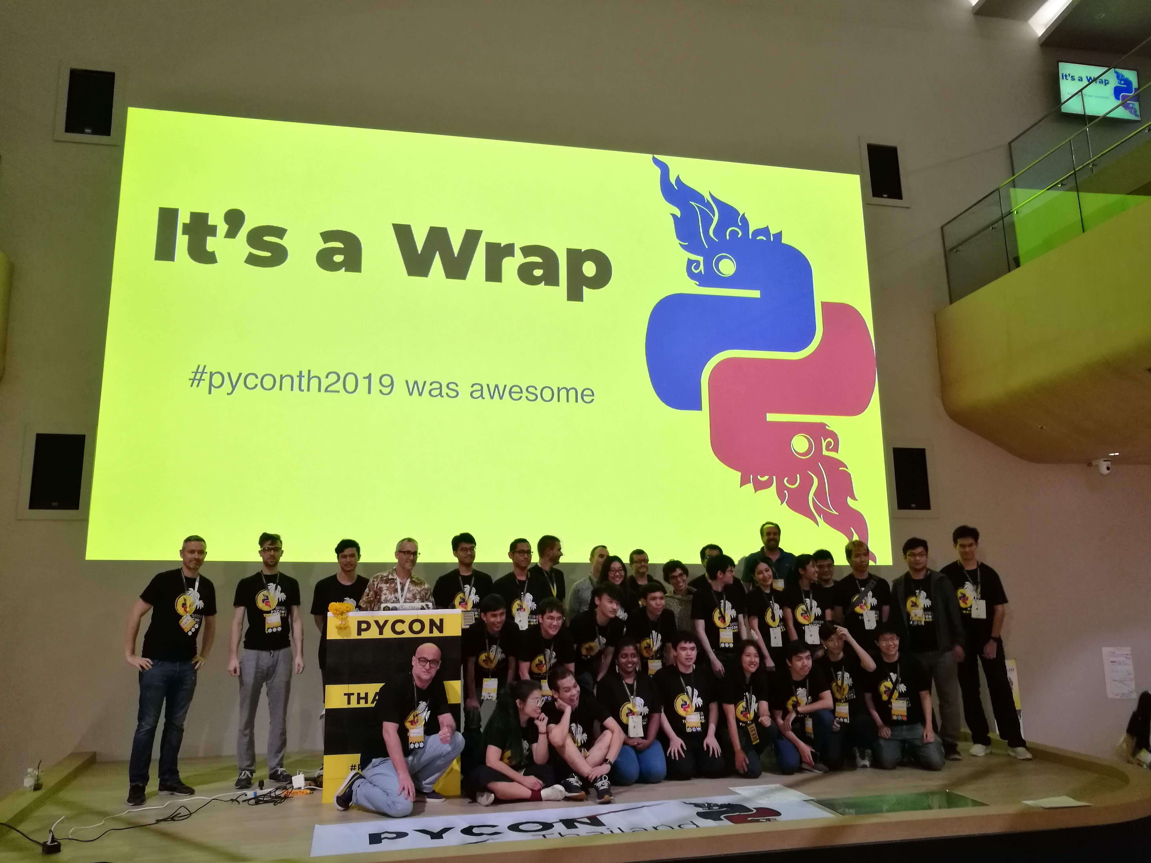 Staff roll call at closing for PyCon Thai 2018